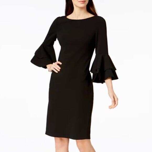 Calvin Klein Dresses & Skirts - Calvin Klein Black Ruffle Sleeve Sheath Dress